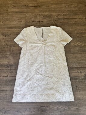 Sezane Cream Eyelet Tie-Front Mini Dress